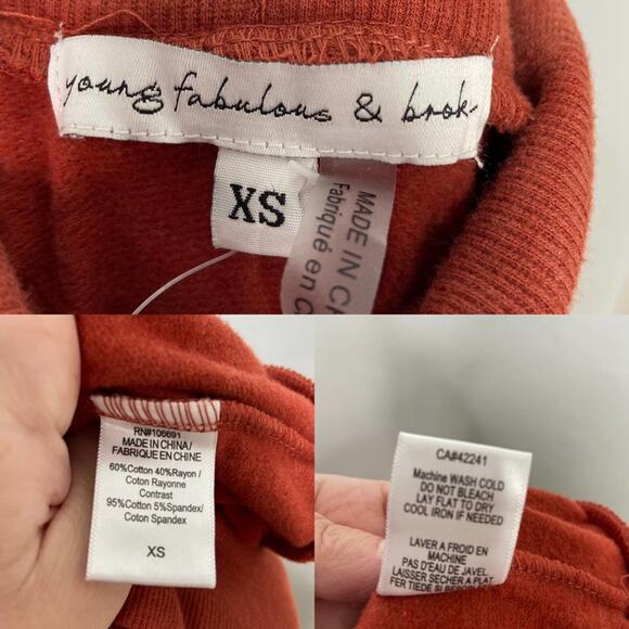 NWT Young Fabulous & Broke Turtleneck Sweatshirt Dress Orange Asymmetric Size XS - Picture 10 of 12